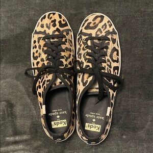 Kate Spade Black and Tan Leopard Sneakers 7.5